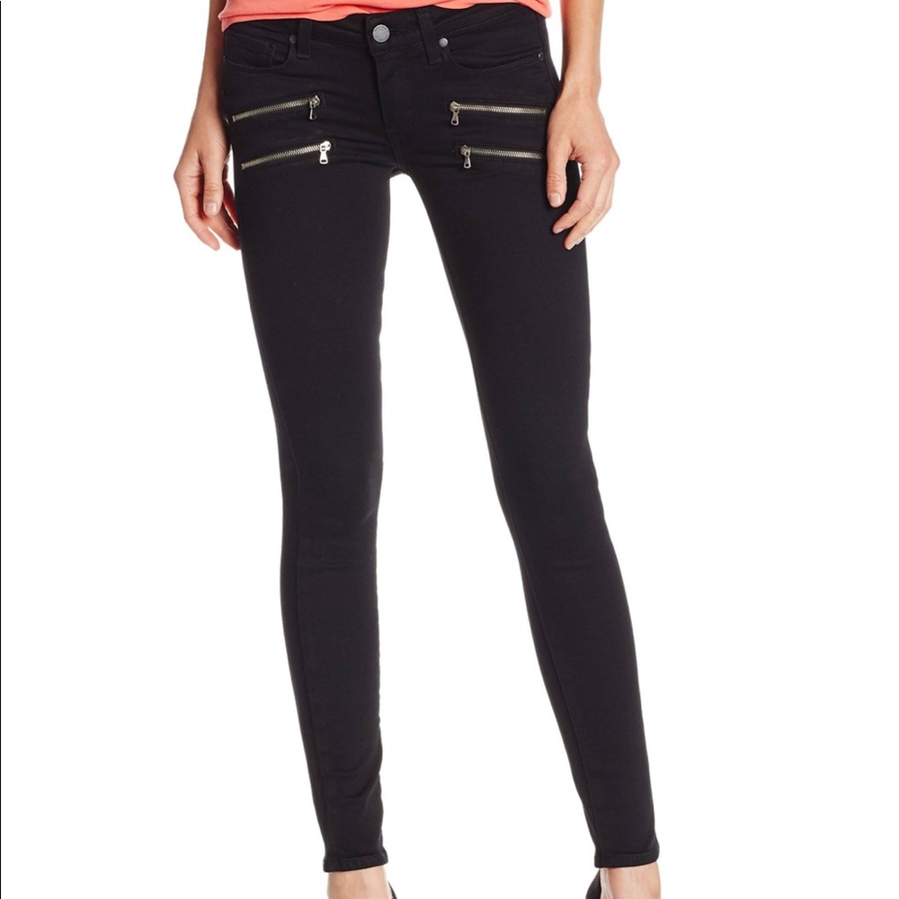 PAIGE Black Edgemont Skinny Jeans Zipper Pocket 31